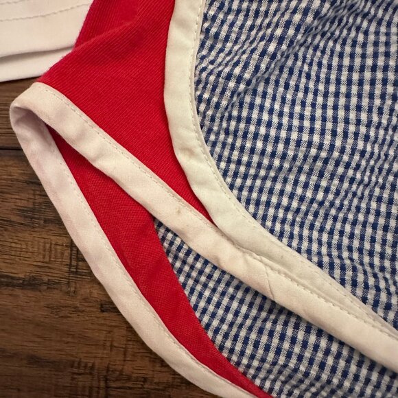 Blue Stripe Seersucker Athletic Shorts Set Color Works/Funtasia Too Size 6 - Picture 2 of 6